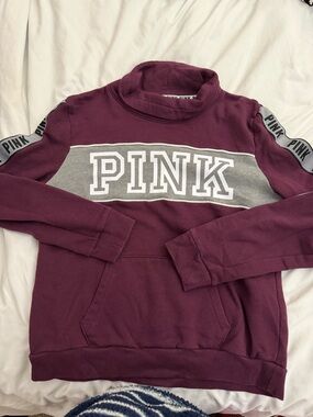 PINK Victoria's Secret Maroon Pullover with Gray Chest Panel